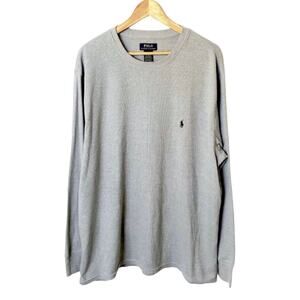 Polo Ralph Lauren Thermal Shirt Mens 2XL Long Sleeve Waffleknit Gray Prep Core